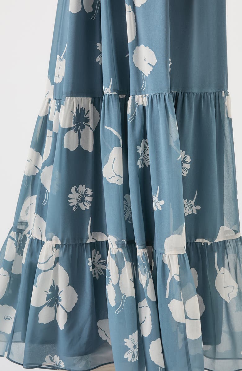 LK Bennett Rumi Floral Tiered Maxi Skirt, Alternate, color, Blue Multi