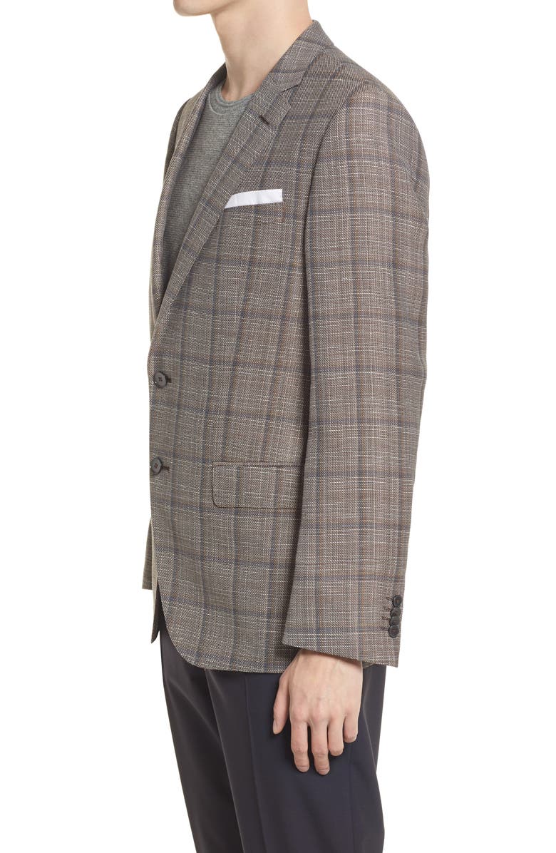 BOSS Men's Slim Fit Plaid Print Sport Coat, Alternate, color,