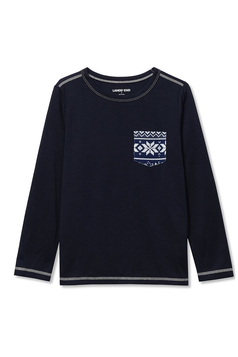 Kids Soft Jersey Sleep Top, Alternate, color, Classic Navy Fairisle