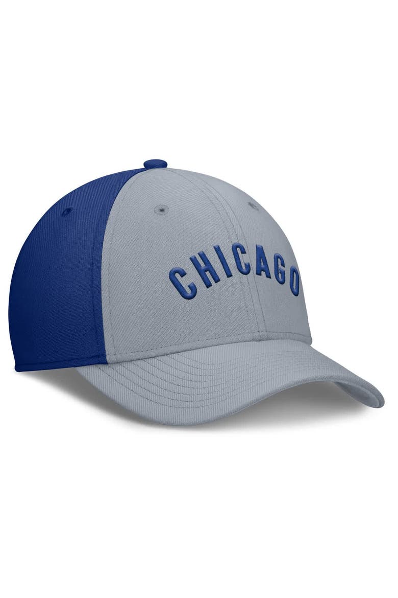 Men's Nike Gray/Royal Chicago Cubs Rise Swoosh Performance Flex Hat, Alternate, color, Gray