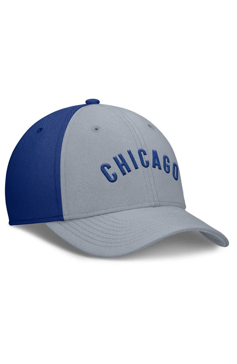 Nike Men's Nike Gray/Royal Chicago Cubs Rise Swoosh Performance Flex Hat, Alternate, color, Gray