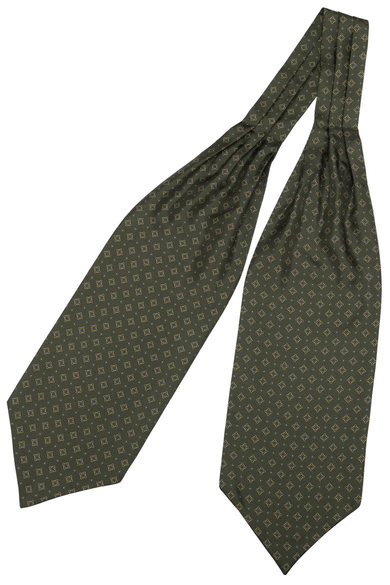 Corbara - Silk Ascot Cravat Tie for Men, Alternate, color, Olive Green