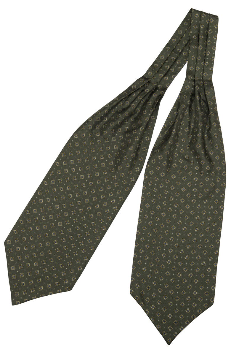 Elizabetta Corbara - Silk Ascot Cravat Tie for Men, Alternate, color, Olive Green