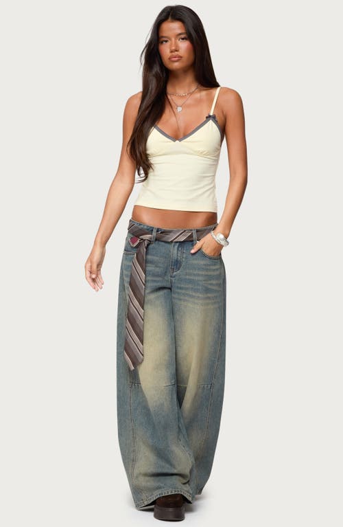 Edikted Ruelle Contrast Picot Trim Stretch Cotton Camisole In White
