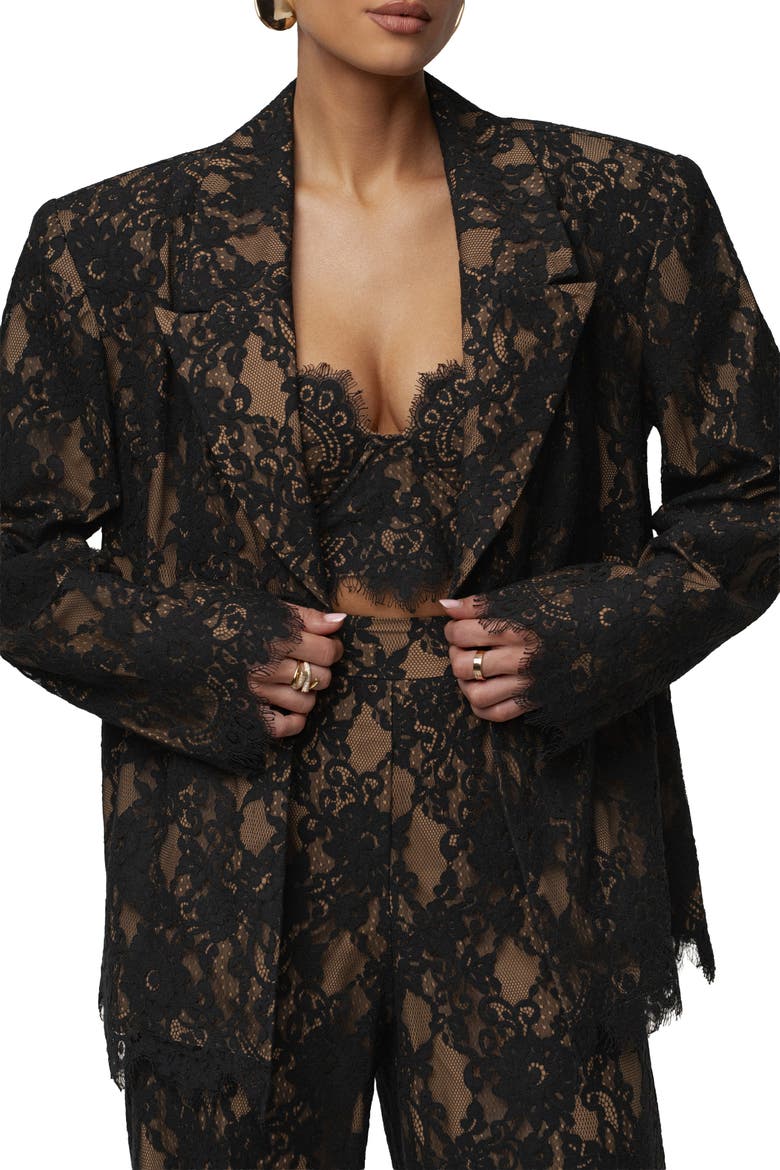 Lace And Desire Blazer, Alternate, color, Black
