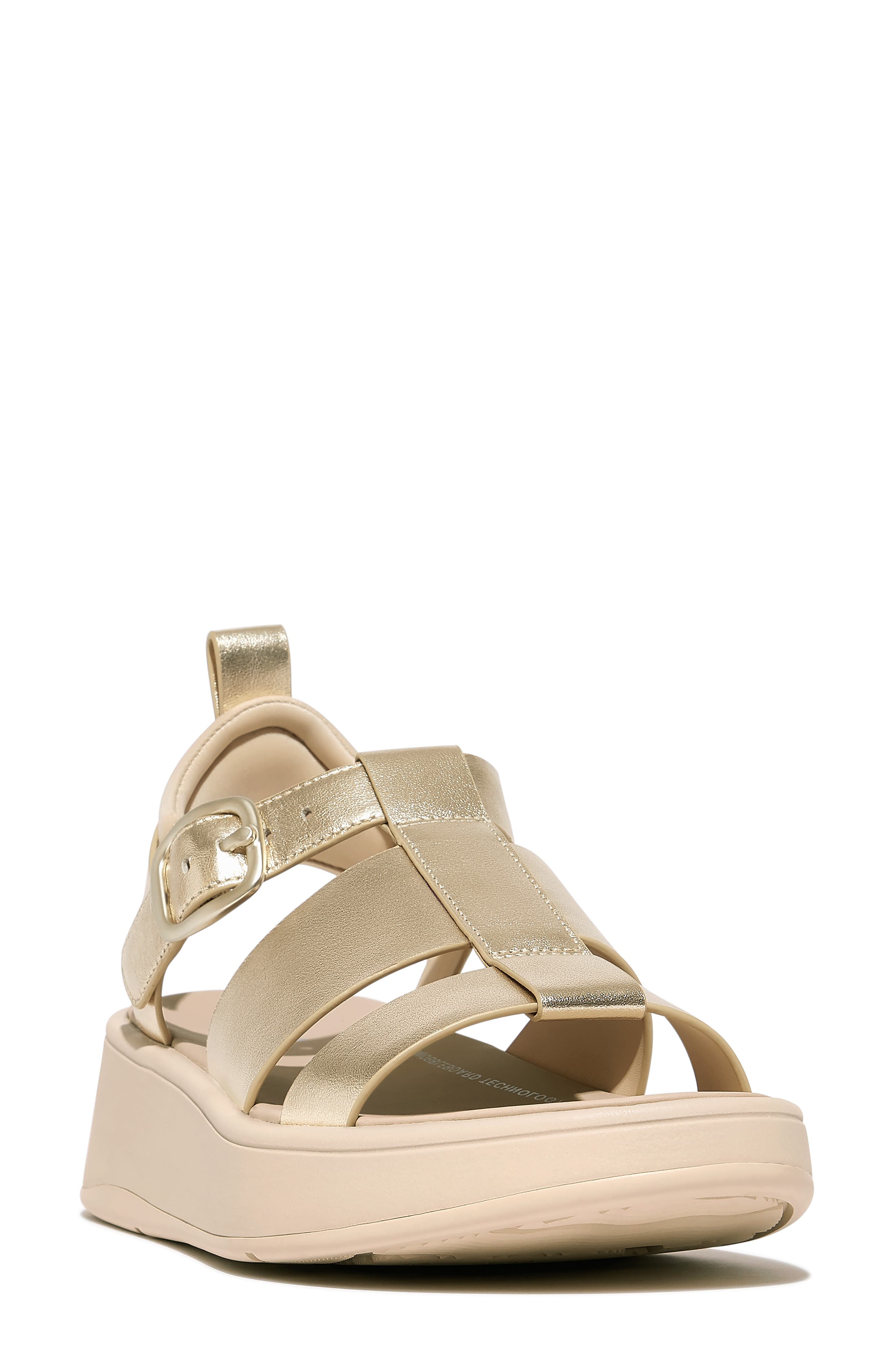 F-Mode Ankle Strap Platform Fisherman Sandal, Main, color, PLATINO