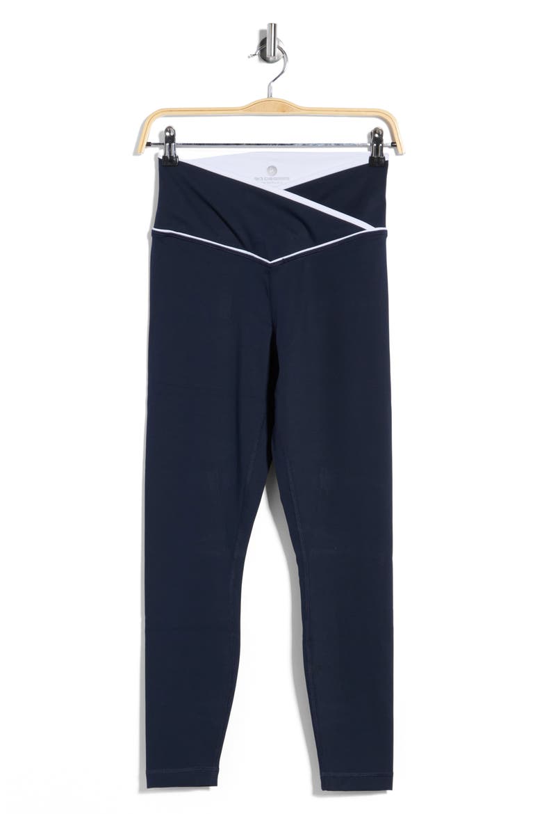 Superflex Crossover High Waist 7/8 Leggings, Main, color, SKY CAPTAIN/ WHITE
