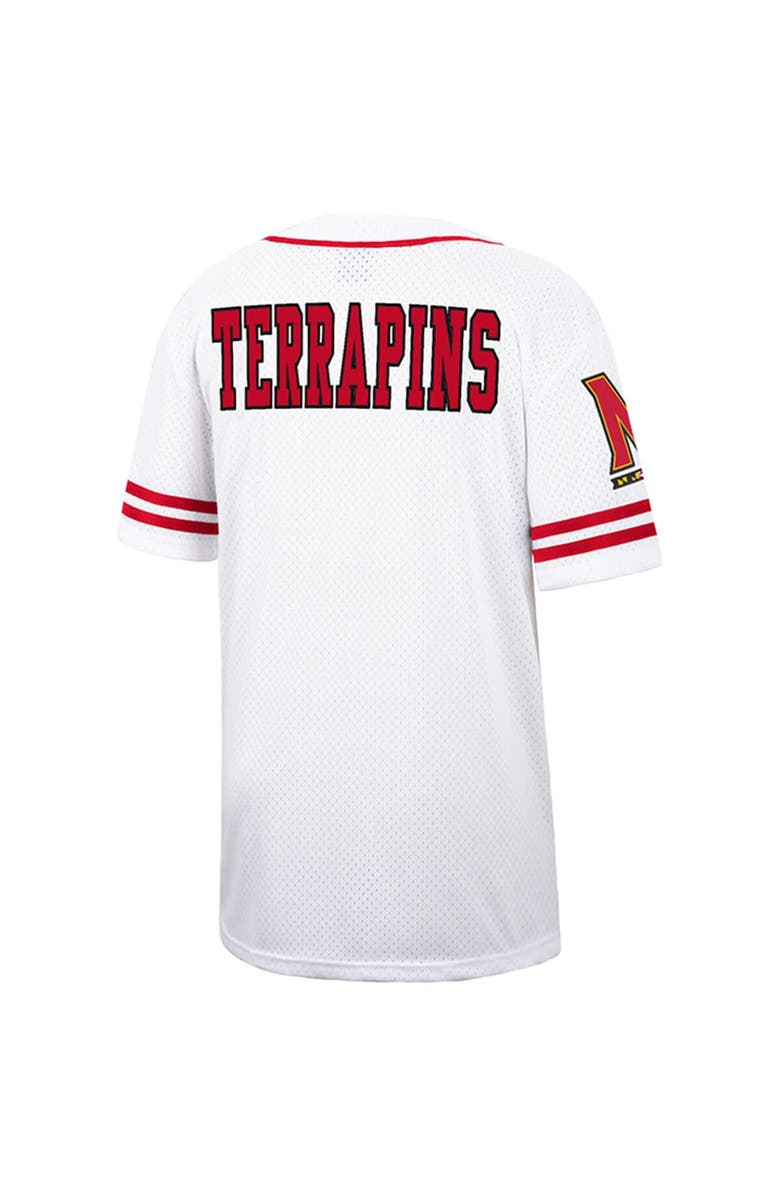 COLOSSEUM Men's Colosseum White Maryland Terrapins Free Spirited Mesh Button-Up Baseball Jersey, Alternate, color,