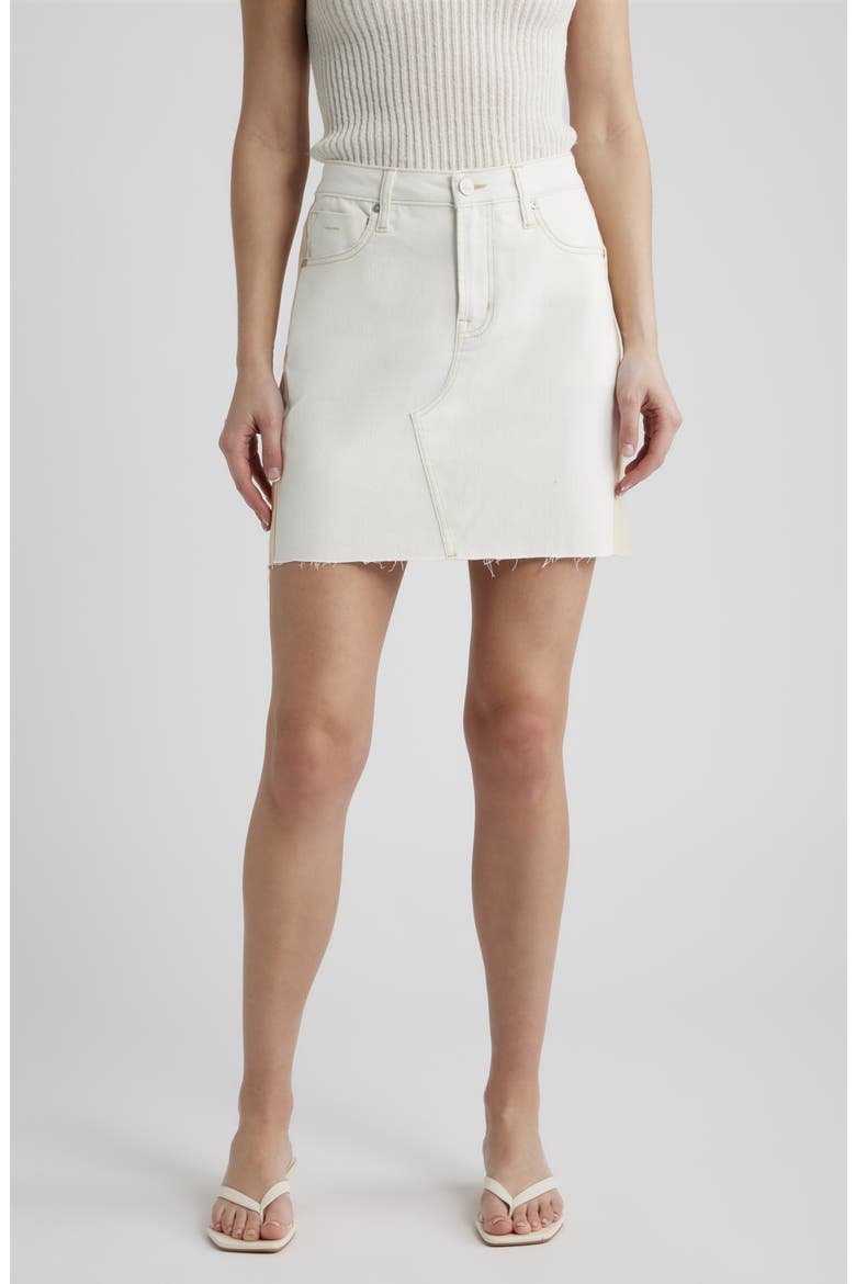Colorblock Denim Skirt, Main, color, IVORY/ PEARL