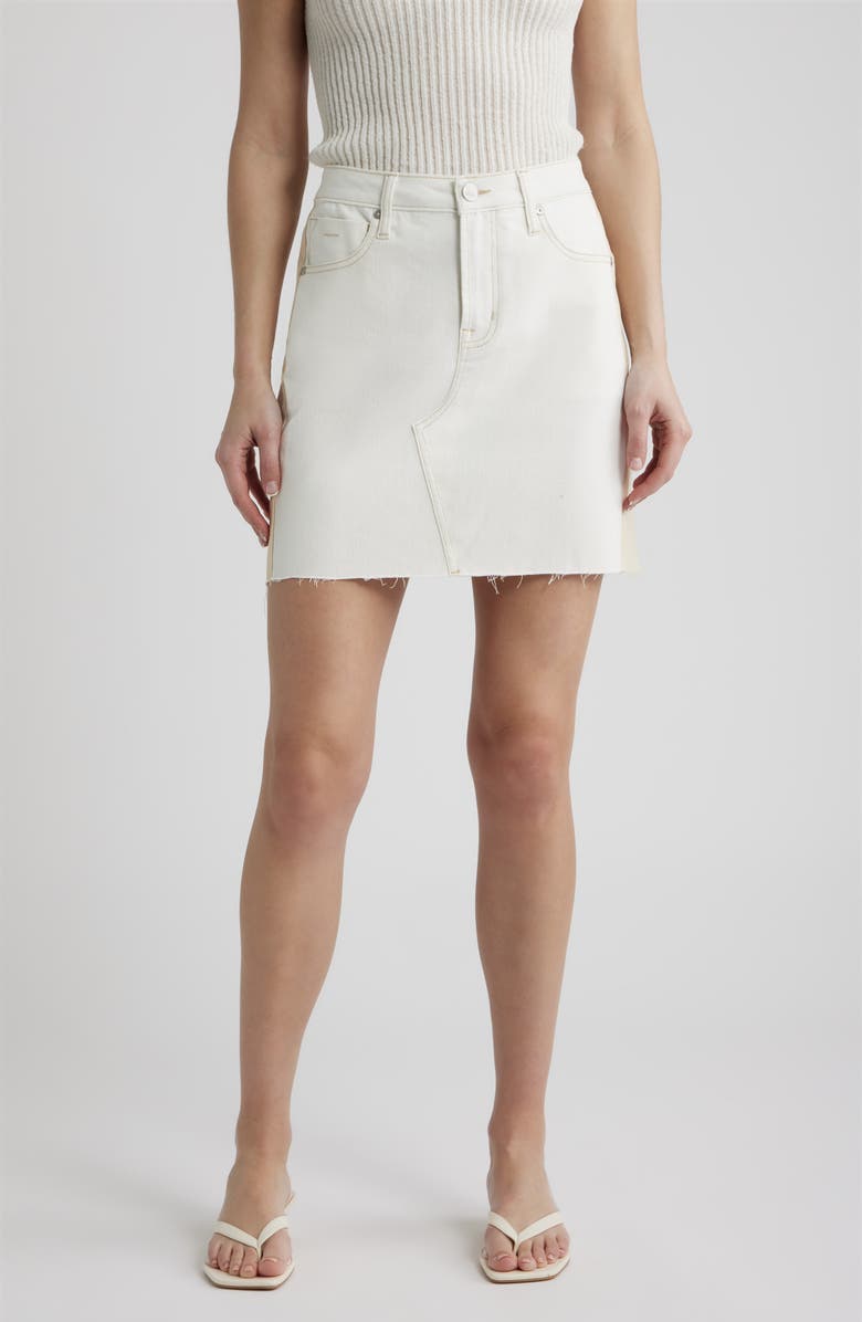 CITY BLUES Colorblock Denim Skirt, Main, color, Ivory/ Pearl
