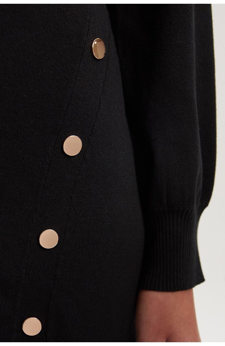 Karen Millen Viscose Blend Popper Knit Mini Dress, Alternate, color, Black