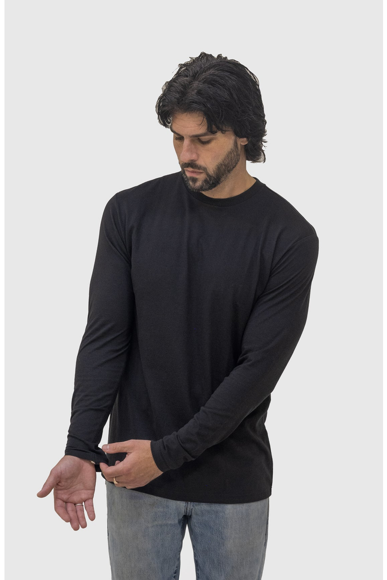 Standard Long Sleeve Crew Neck T-Shirt, Alternate, color, Black