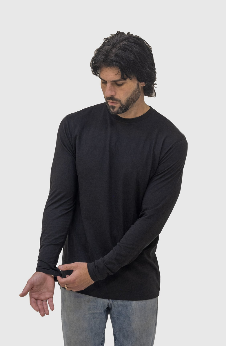 EPIC FITS Standard Long Sleeve Crew Neck T-Shirt, Alternate, color, Black / White / Slate Blue