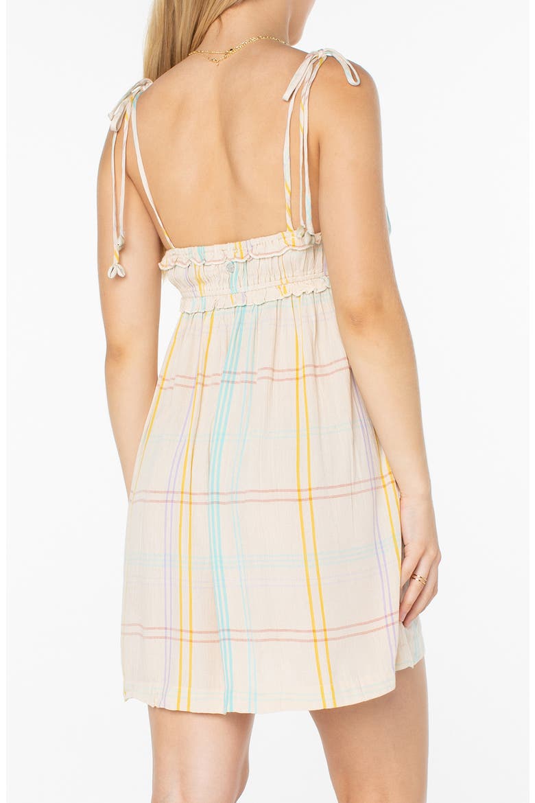 Island Reverie Plaid Babydoll Minidress, Alternate, color, PARCHMENT WINDOWPANE PLAID