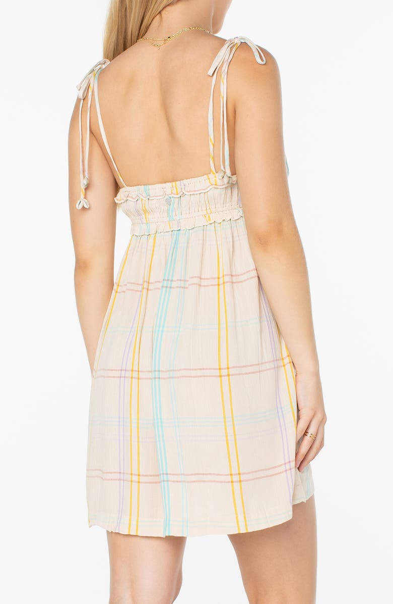 Roxy Island Reverie Plaid Babydoll Minidress, Alternate, color, Parchment Windowpane Plaid