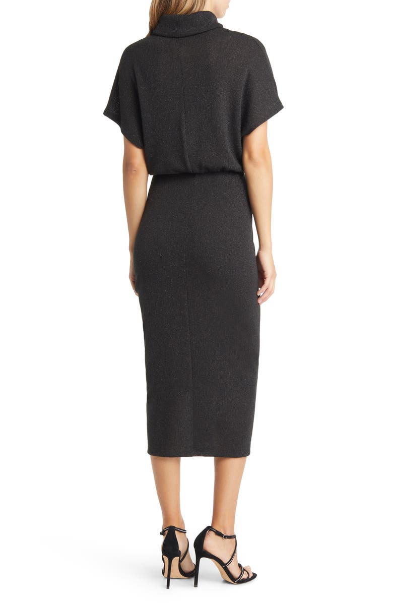 Black Halo Iliana Ruched Skirt Cowl Neck Midi Dress, Alternate, color, 