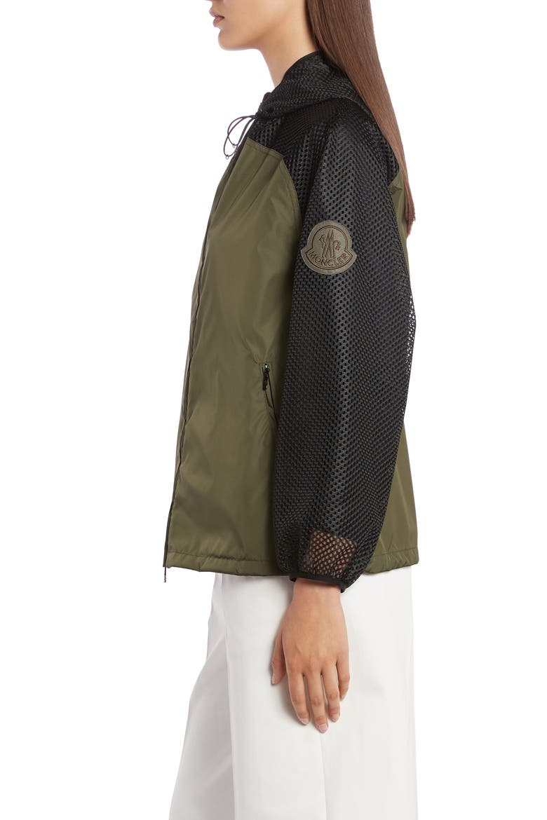 Persan Mesh Contrast Hooded Jacket, Alternate, color, GREEN