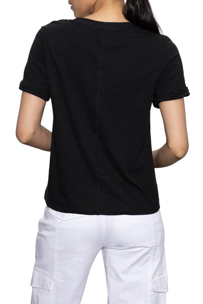 Perfect Roll Sleeve Cotton T-Shirt, Alternate, color, BLACK