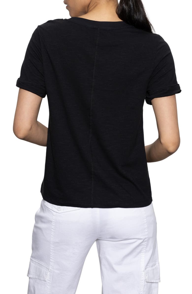 Sanctuary Perfect Roll Sleeve Cotton T-Shirt, Alternate, color, Black