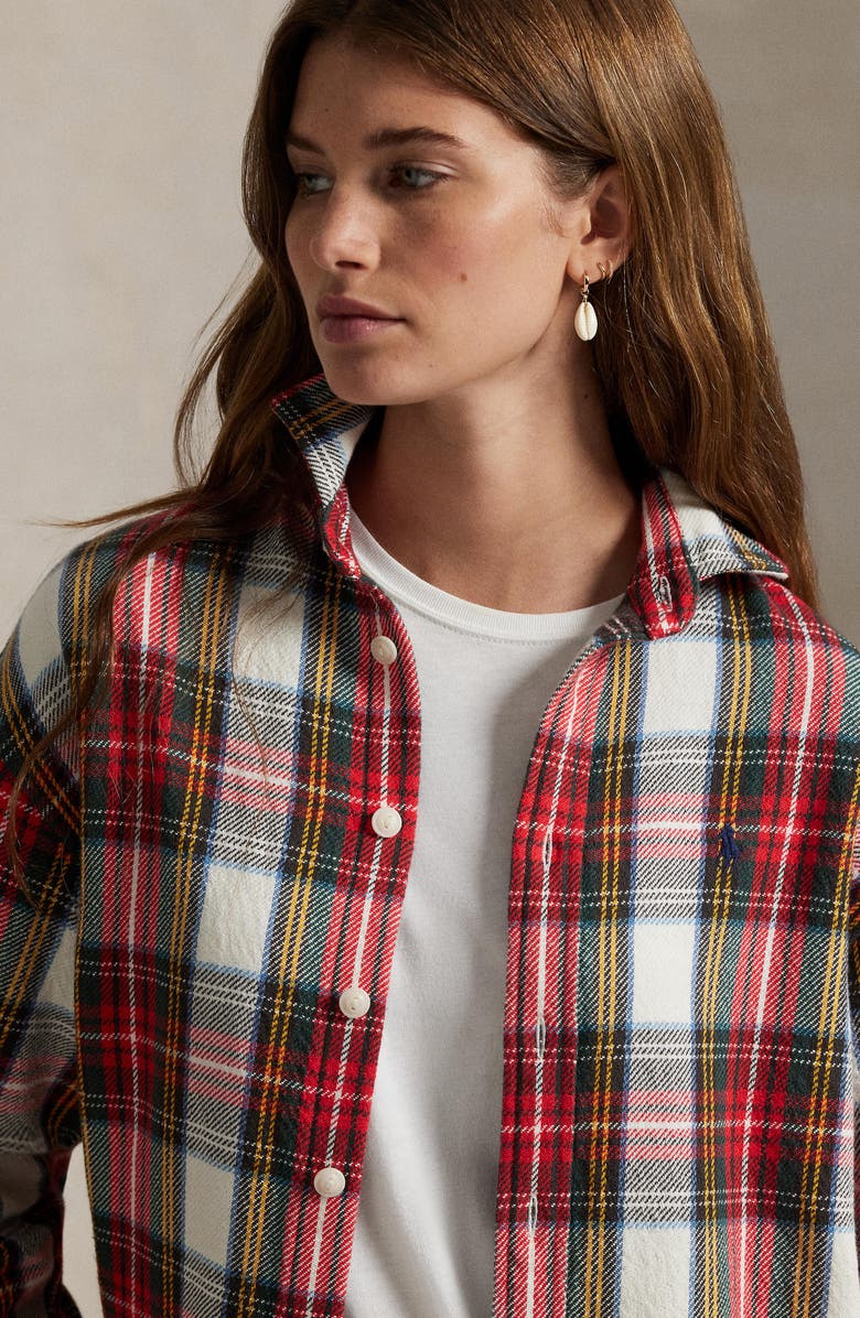 Polo Ralph Lauren Plaid Relaxed Fit Cotton Button-Up Shirt, Alternate, color, Red-Cream-Green