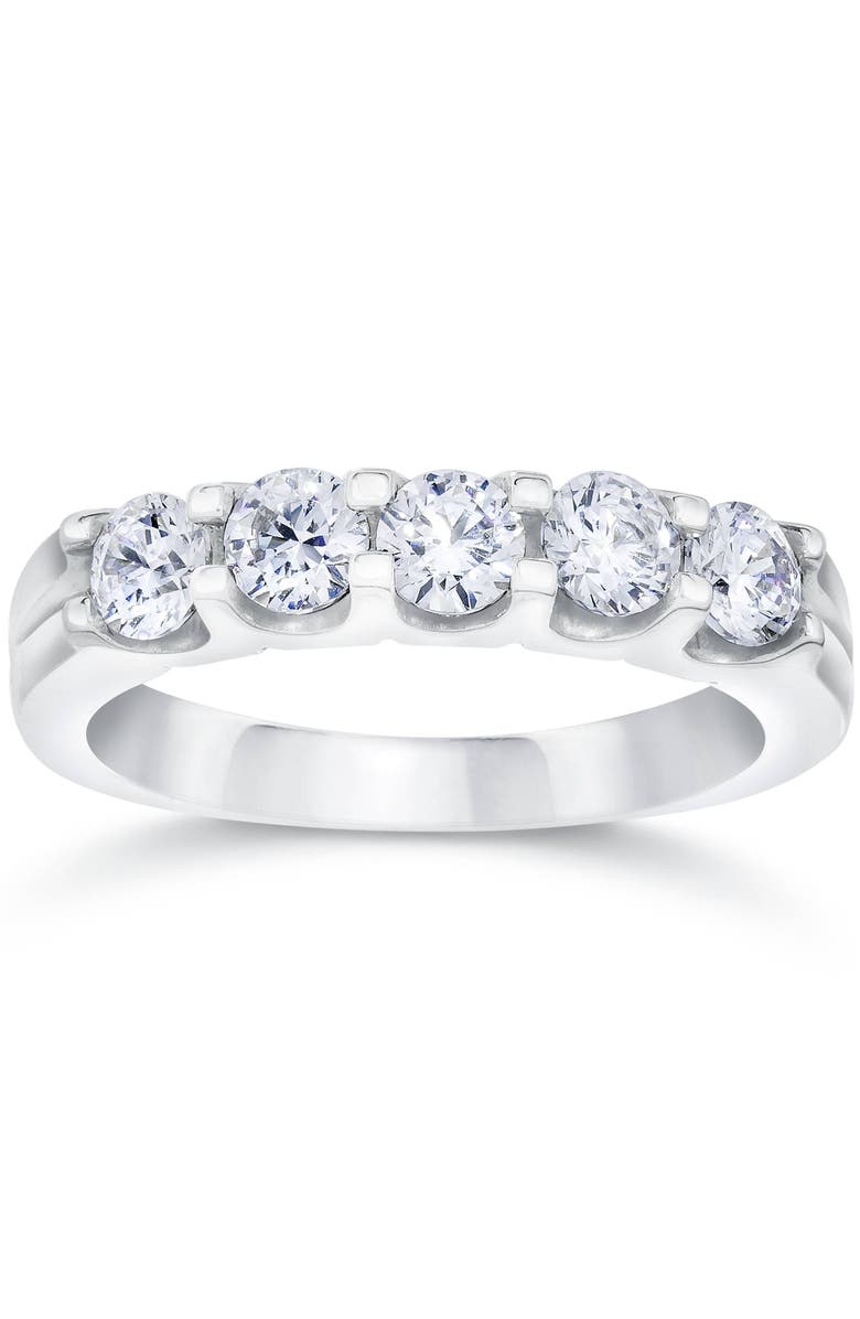 Bliss Diamond 1ct Lab Grown Diamond 5-Stone Wedding Women's 10k Gold Ring, Main, color, 10K White Gold