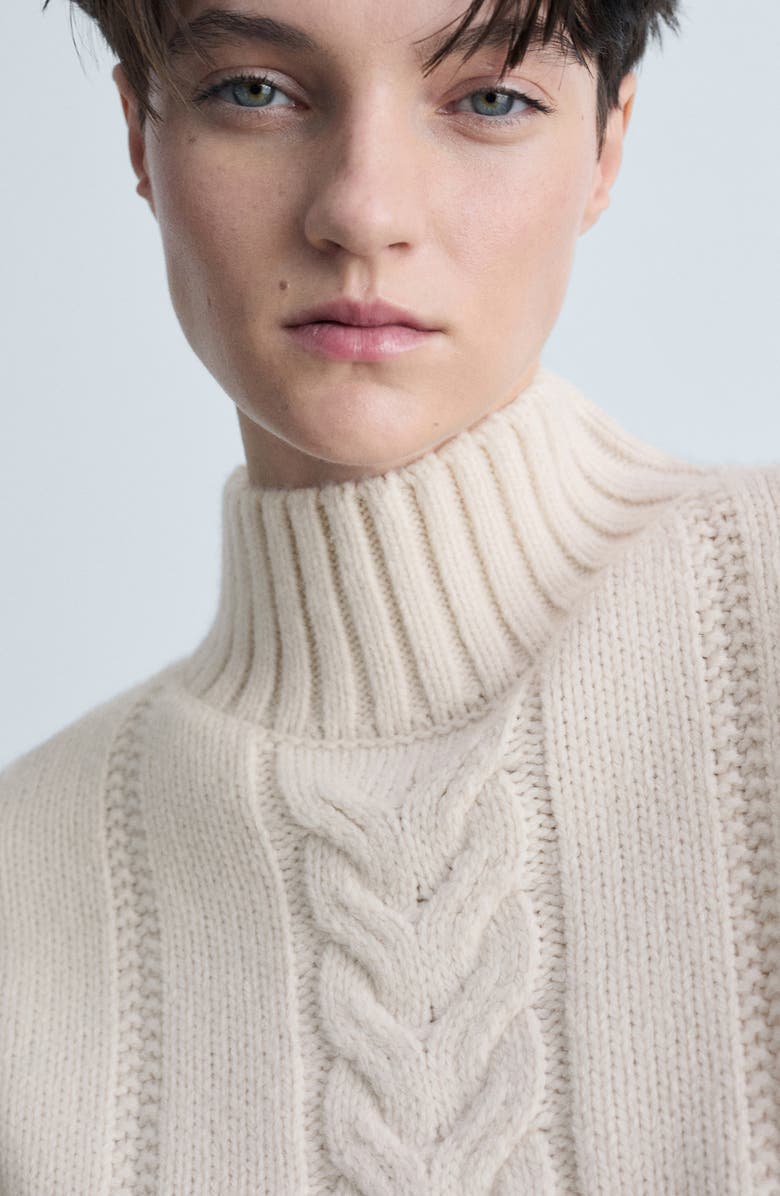 MANGO Cable Stitch Mock Neck Sweater, Alternate, color, 