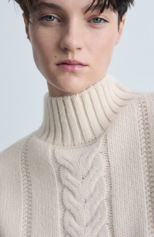 Mango Cable Stitch Mock Neck Sweater In Ecru