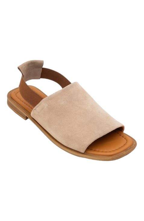 Fuela Leather Elastic Flat Sandals (Women)