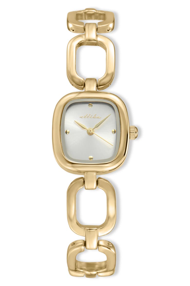 Square Link Bracelet Watch, Main, color, VANILLA AND GOLD