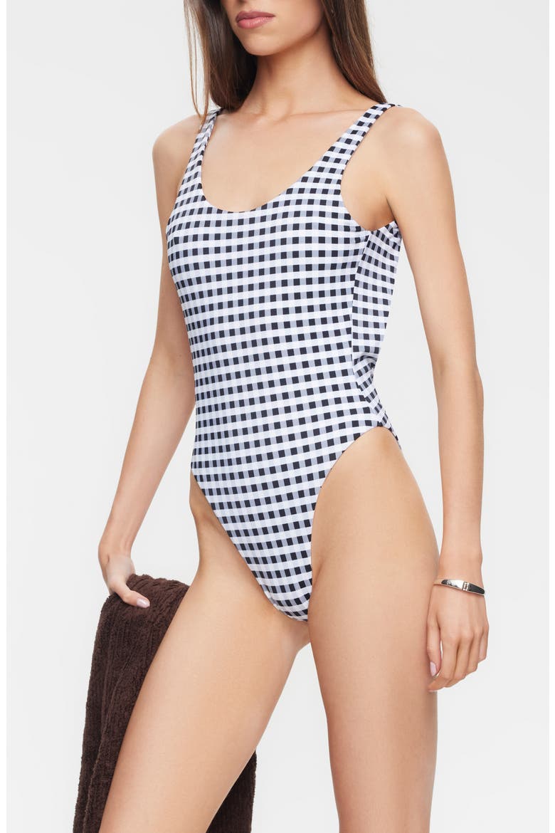 Kenny Gingham One-Piece Swimsuit, Alternate, color, NOIR CHECK