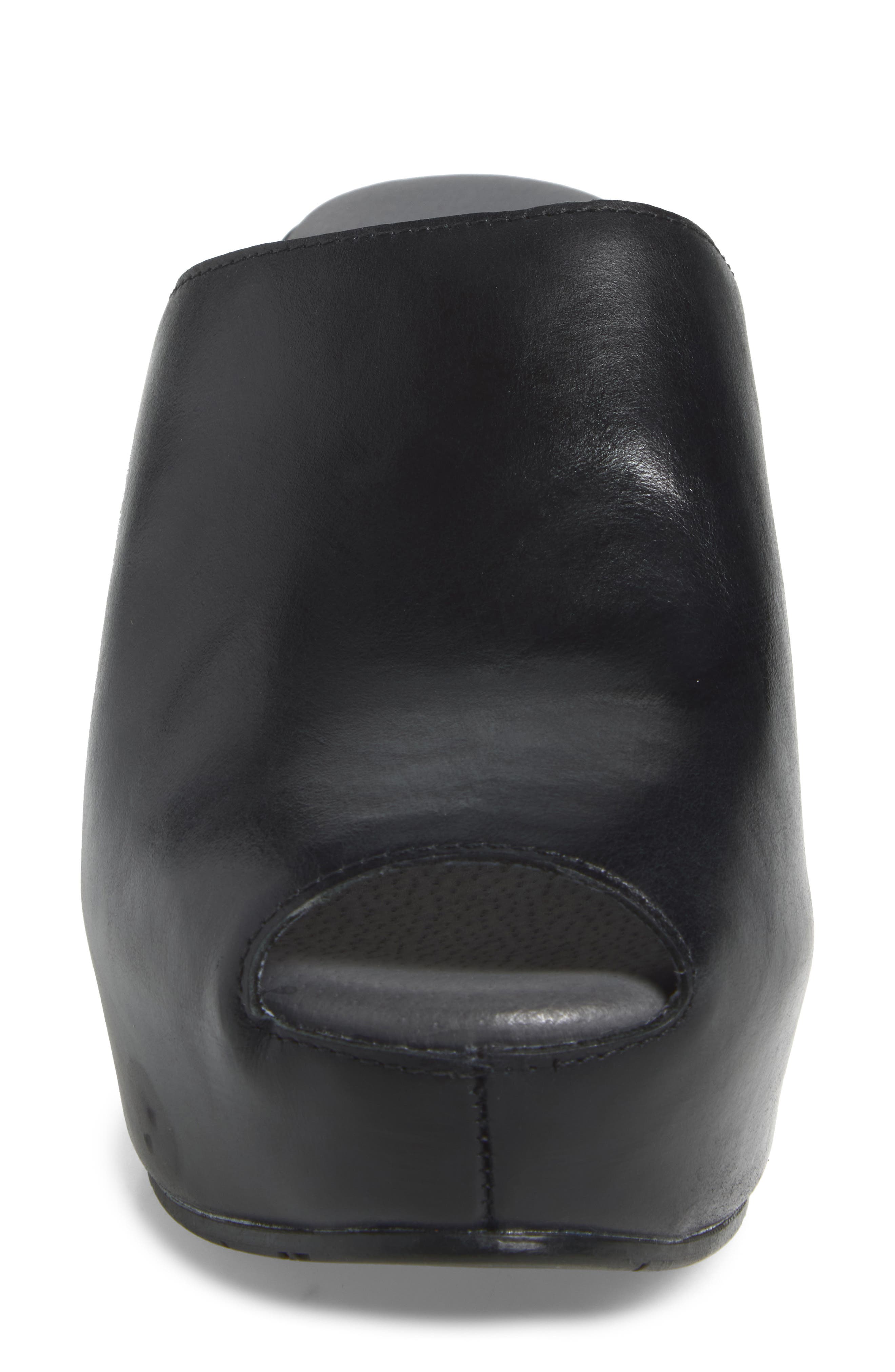 Waan Peep Toe Platform Wedge Mule, Alternate, color, BLACK LEATHER