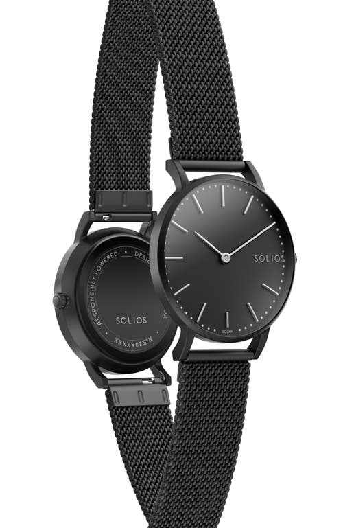 Solios Watches The Solar Classic | Black Dial In Mat Black Mesh Metal
