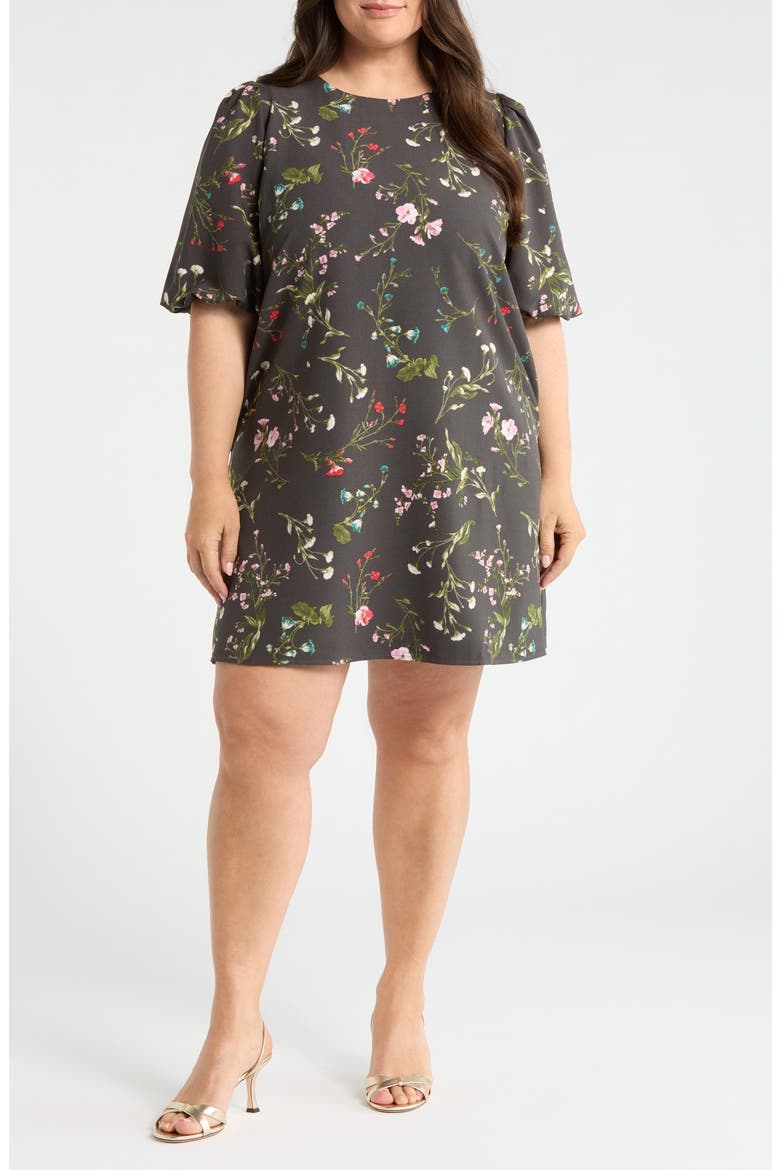 Morrigan Bubble Sleeve Shift Dress, Main, color, GREEN-MULTI