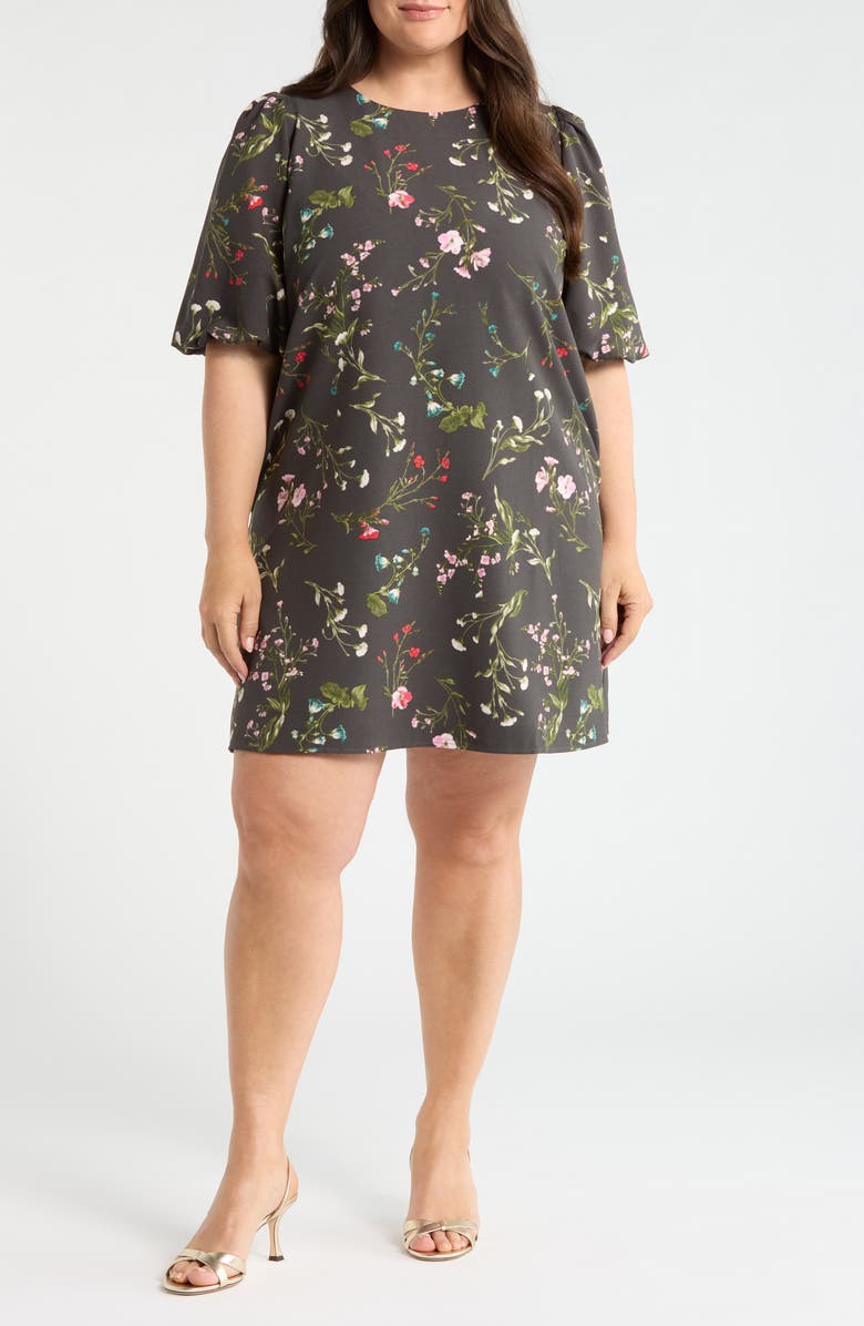 SUGARLIPS Morrigan Bubble Sleeve Shift Dress, Main, color, Green-Multi
