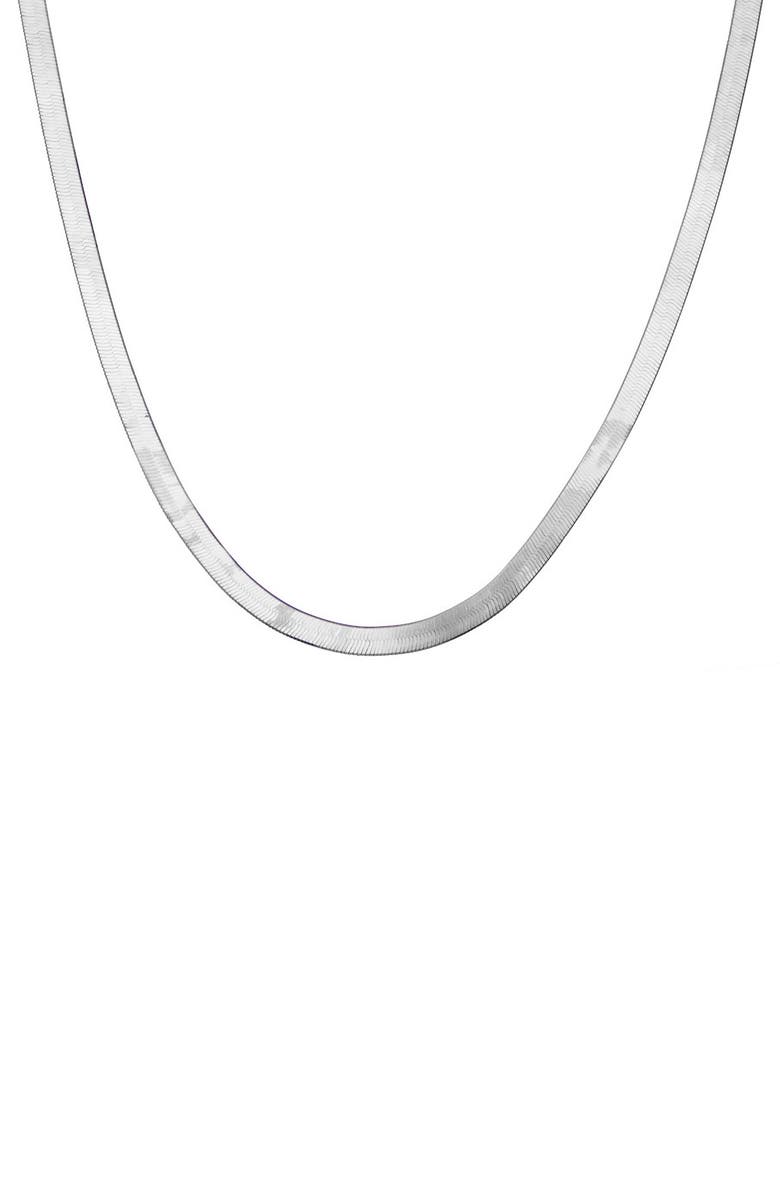 FZN Men's Sterling Silver Herringbone Chain Necklace, Main, color, White Gold