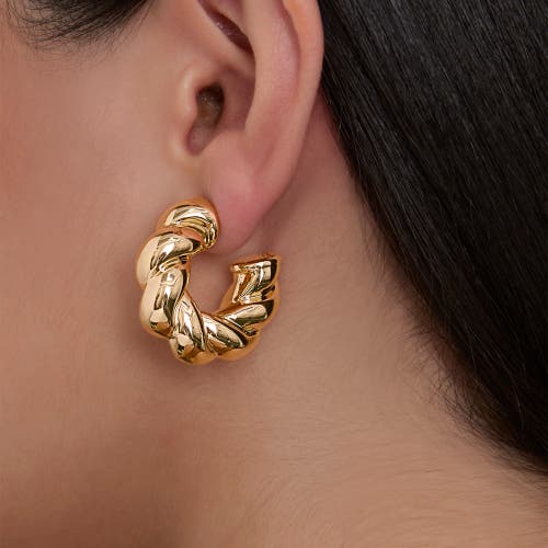 Jessica Simpson Rhinestone Hoop & Stud Earring Set Of 3 In Gold