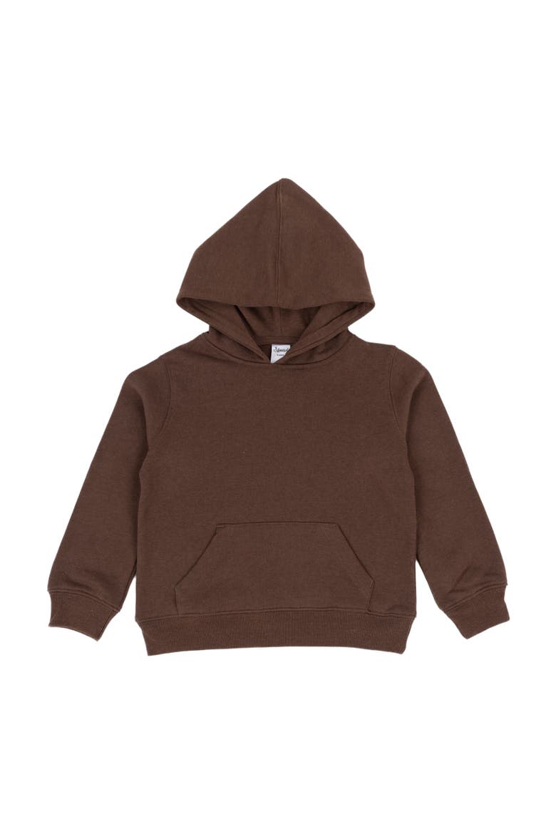 Kids Pullover Hoodie, Cotton Blend, Kangaroo Pocket, Solid Colors, Main, color, Brown