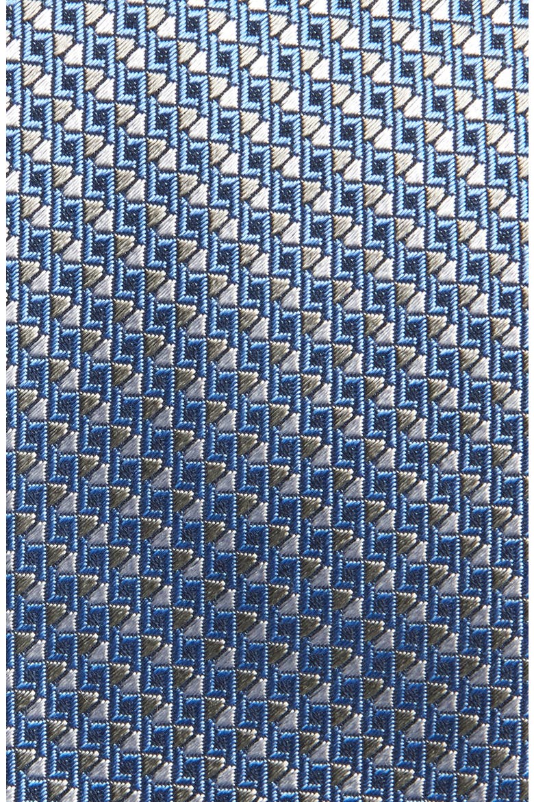 Geometric Silk Tie, Alternate, color, BLUE GREY