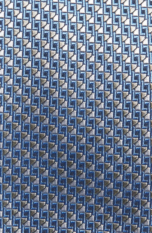 Brioni Geometric Silk Tie In Blue Grey