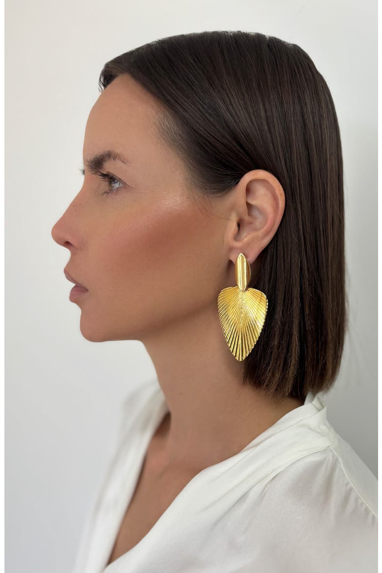 Deco Drop Earrings, Alternate, color, GOLD