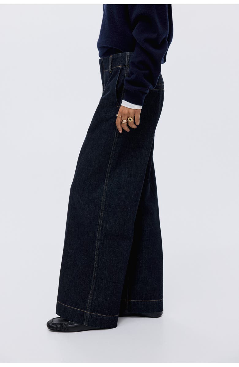 H&M Wide High Jeans, Alternate, color, Dark Denim Blue