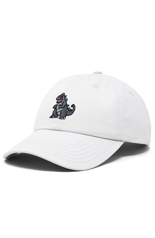 Dalix Giant Lizard Embroidered Dad Hat In White