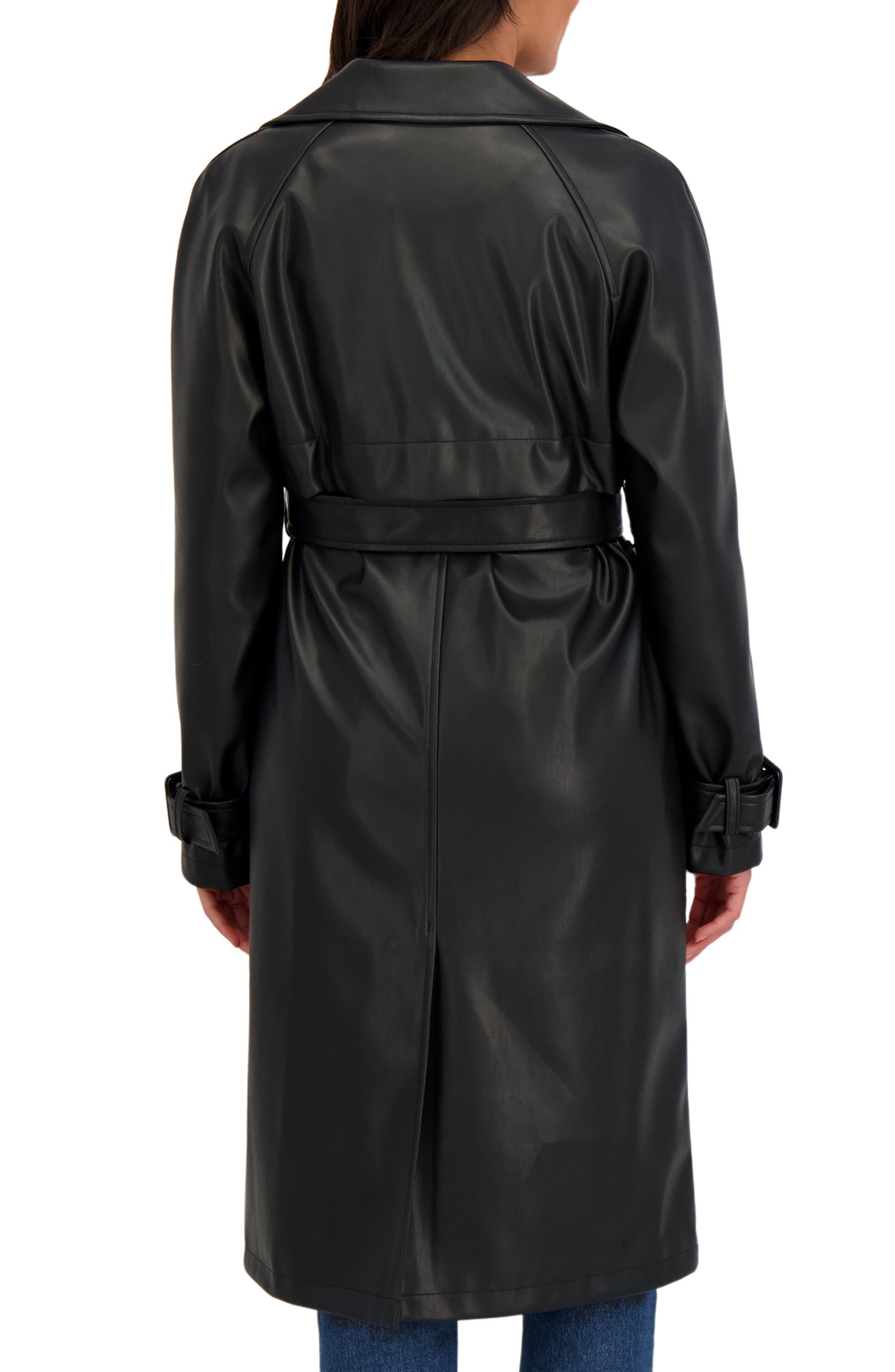 Faux Leather Trench Coat - image 2
