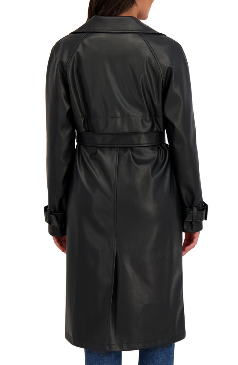Sebby Faux Leather Trench Coat, Alternate, color, Black