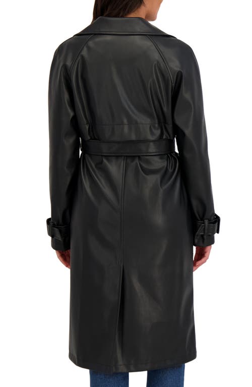 Sebby Faux Leather Trench Coat In Black