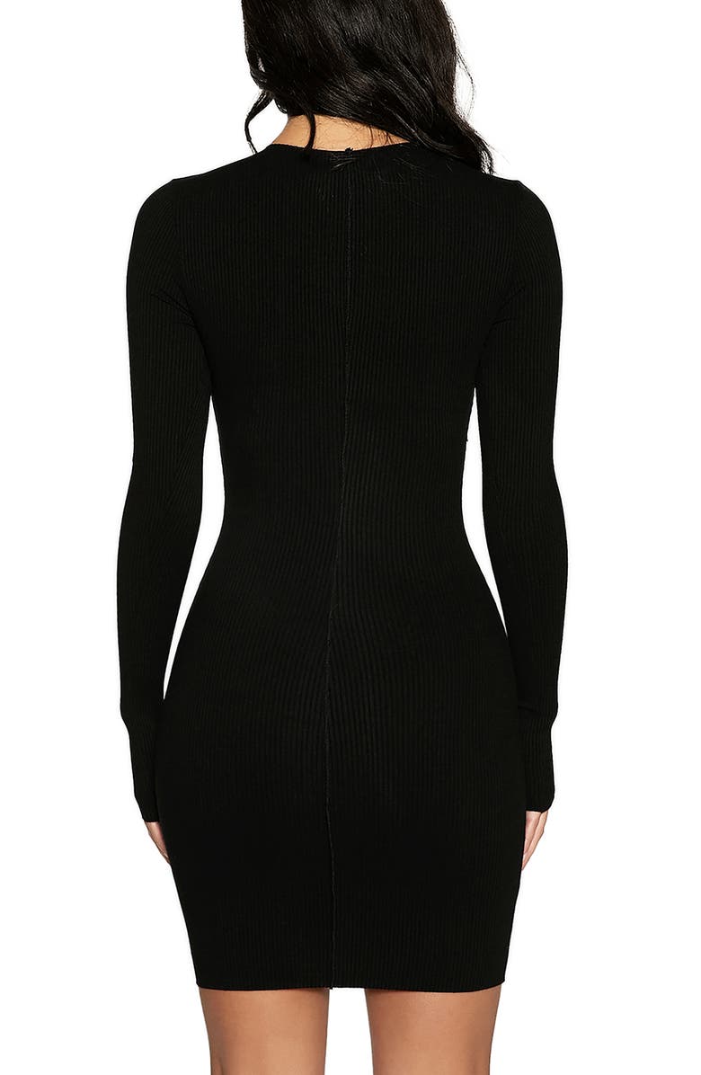 Naked Wardrobe Snatched Vibes Long Sleeve Rib Knit Minidress, Alternate, color, 