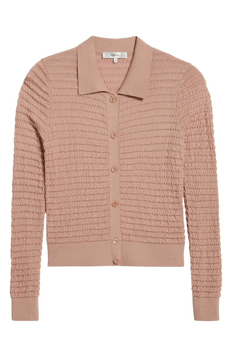 FRAME The Smocked Silk & Cotton Cardigan, Alternate, color, Light Pink