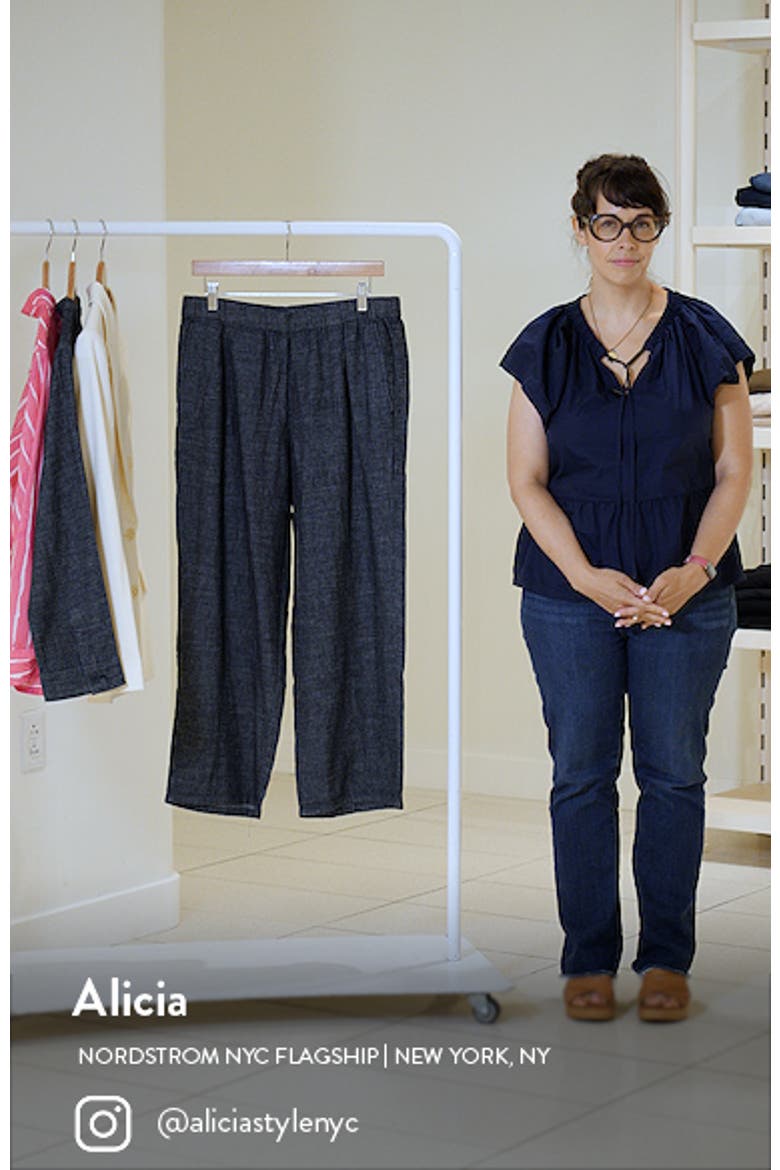 Pleated Hemp & Organic Cotton Straight Leg Ankle Pants video