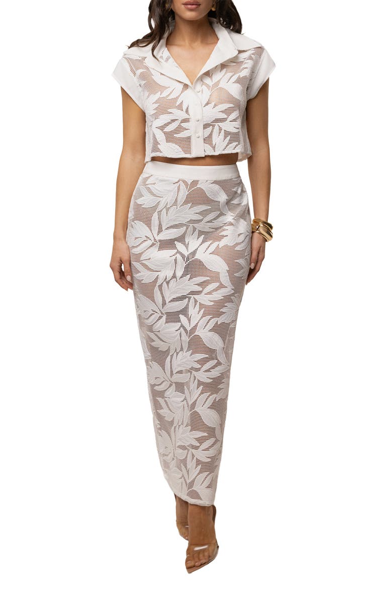 Bali Nights Embroidered  Skirt, Alternate, color, White