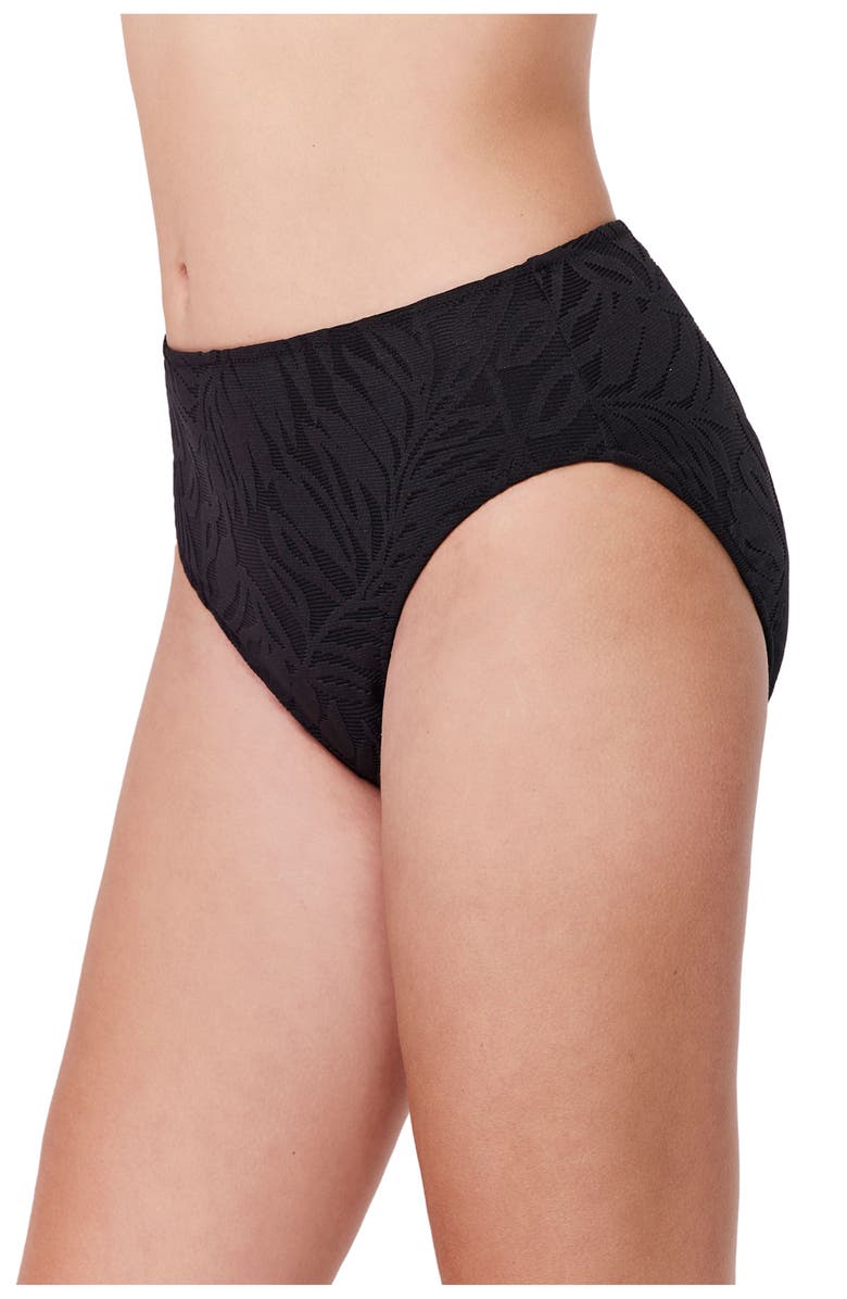 Profile by Gottex Skyfall Textured Mid Waist Swim Bottom, Alternate, color, Black